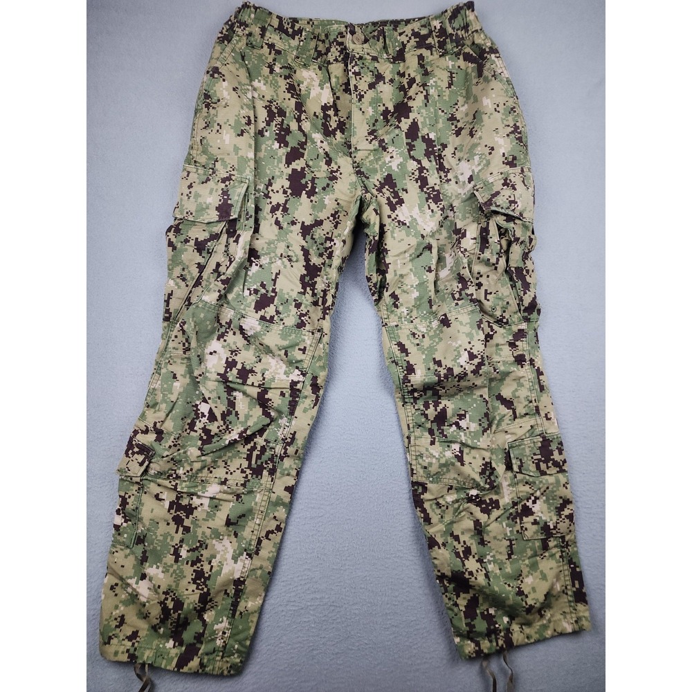 US Navy Pants Mens L Short 34x30 Green Navy NWU Type III Camo Cargo Seals Work